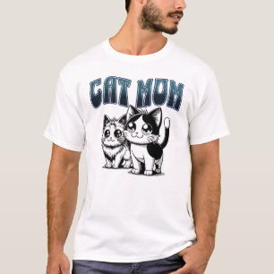 Retro-Blumen-Cat-Mom-Illustration mit süßer Katze T-Shirt