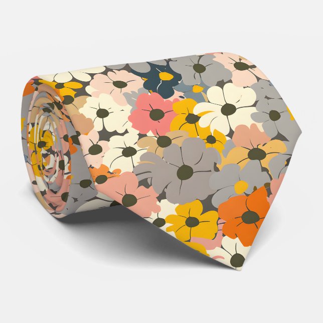 Retro-Blumen-Cottagecore-Schlips Krawatte (Gerollt)