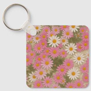 Retro-Blumen-Daisy-Muster Ästhetisches Design Schlüsselanhänger