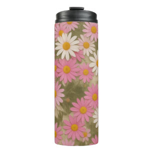 Retro-Blumen-Daisy-Muster Ästhetisches Design Thermosbecher