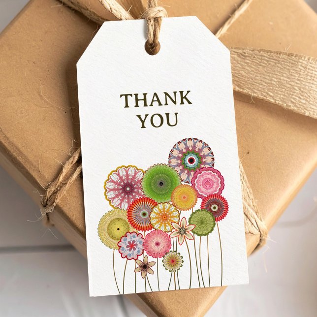 Retro-Blumen danke Geschenkanhänger (Von Creator hochgeladen)