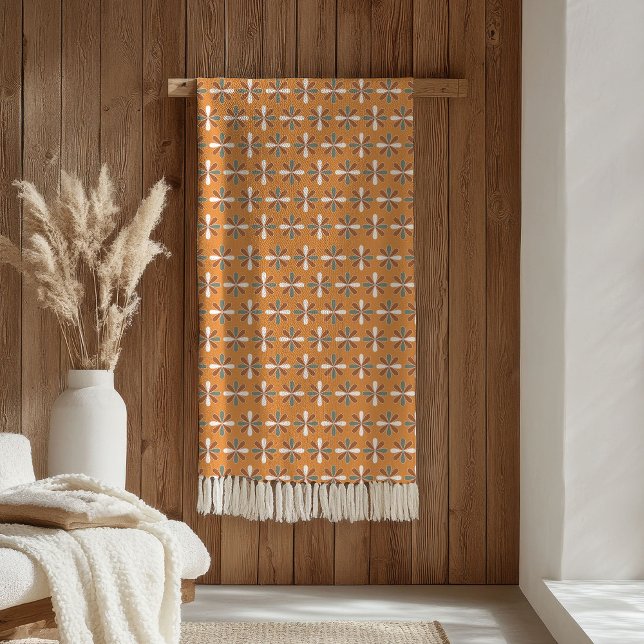 Retro-Blumen-Decke Braun Terrakotta-Stil Fleecedecke (Retro Flowers Blanket Brown Terracotta Style)