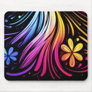 Retro-Blumen der 1970er Jahre auf einem Laptop-Des Mousepad
