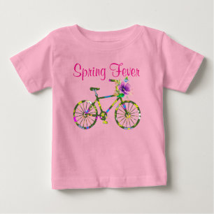 Retro-Blumen-Fahrrad-Frühlingsfieber Baby T-shirt