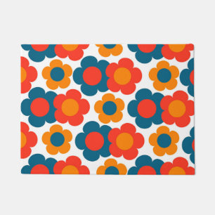 Retro-Blumen-Farbige-Abstrakte-Boho-Eingang Fußmatte