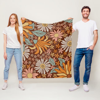 Retro-Blumen Fleecedecke