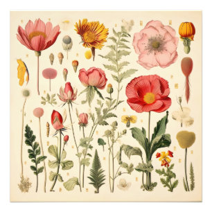 Retro-Blumen Fotodruck