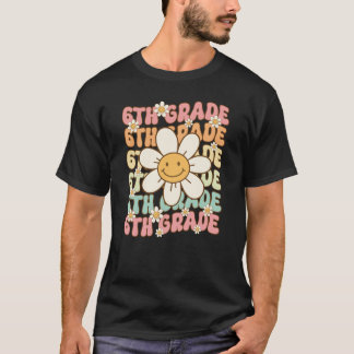 Retro-Blumen-Freundin 6. Klasse T-Shirt