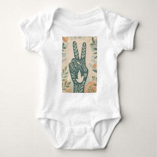 Retro-Blumen-Friedenszeichen & Tauben-Kunst  Botan Baby Strampler