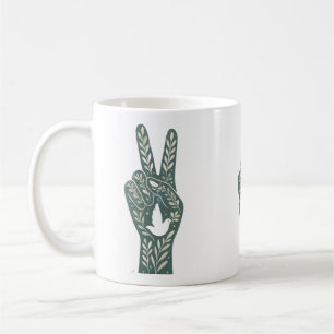 Retro-Blumen-Friedenszeichen & Tauben-Kunst  Botan Kaffeetasse