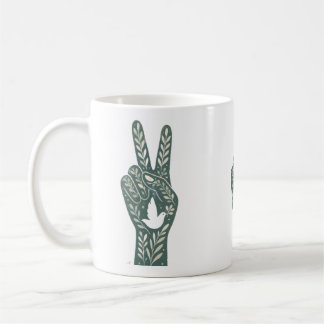 Retro-Blumen-Friedenszeichen & Tauben-Kunst Botan Kaffeetasse