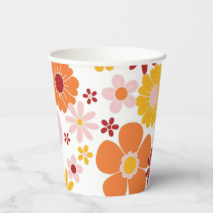 Retro-Blumen- Geburtstagspapierbecher groovy Pappbecher