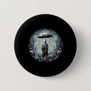 Retro-Blumen-Geist Vintage-Halloween-Geist in der Button