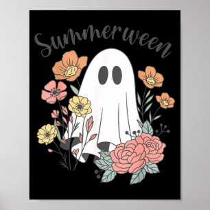 Retro-Blumen-Geister-Sommerween-Gruselige-Saison-S Poster