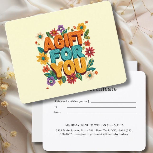 Retro-Blumen Gelbe Geschenkkarte (Retro Floral Yellow Gift Certificate)