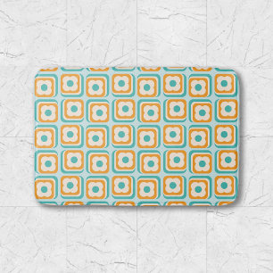 Retro-Blumen-Geometrisches Muster Aqua Orange Türk Badematte