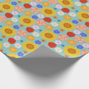 Retro-Blumen-Geschenkpapier Geschenkpapier