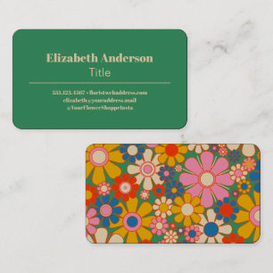 Retro-Blumen Groovy Farbige 60er Floral Visitenkarte