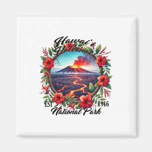 Retro-Blumen Hawaii-Vulkane-Nationalpark-Camping Magnet