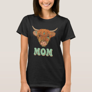 Retro-Blumen Highland-Kuh Mama Oma Muttertag T-Shirt