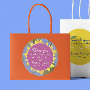 Retro-Blumen-Hochzeits-Dankeschön Runder Aufkleber