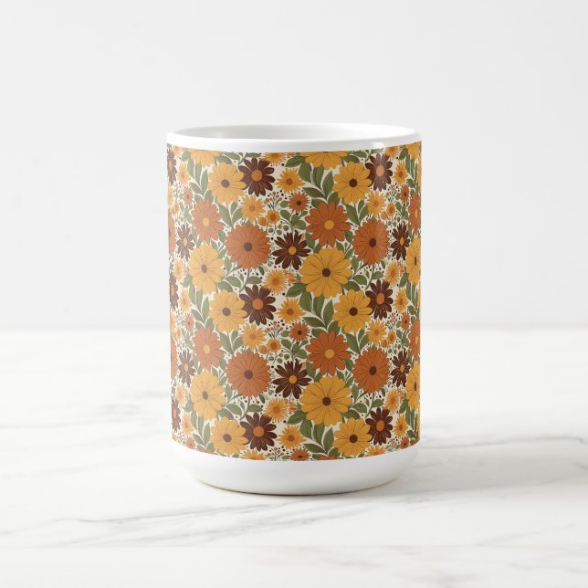 Retro-Blumen im Stil der 70er Kaffeetasse (Mittel)