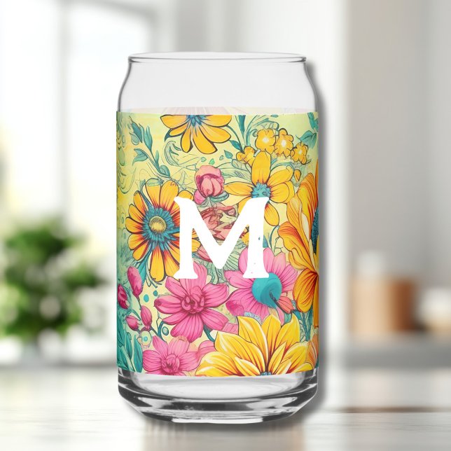 Retro-Blumen-Initiale Dosenglas (Von Creator hochgeladen)