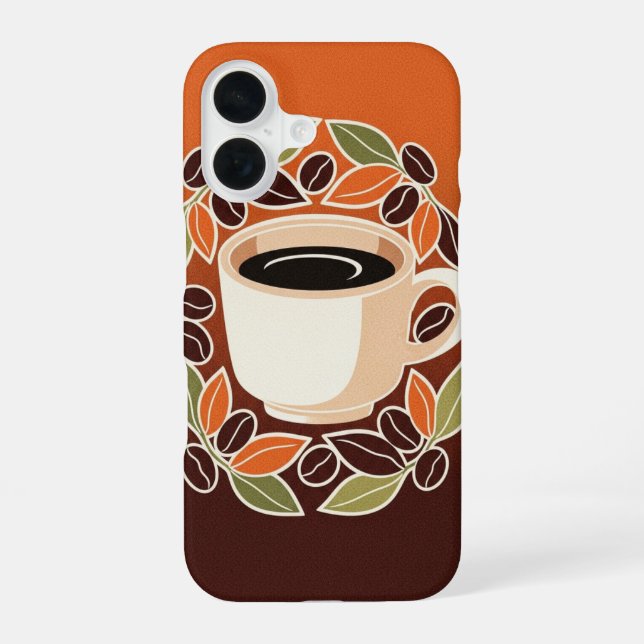 Retro-Blumen-Kaffeetasse iPhone 16 Hülle (Rückseite)