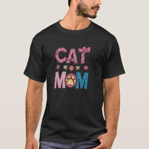 Retro-Blumen-Katz妈妈 - Vintage-Katzenliebhaber T-Shirt