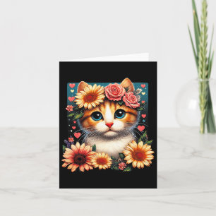 Retro-Blumen-Katze-Liebe-Kunst-Kätzchen mit Blumen Karte
