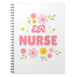 Retro-Blumen-Krankenschwester auf der Notfallstati Notizblock