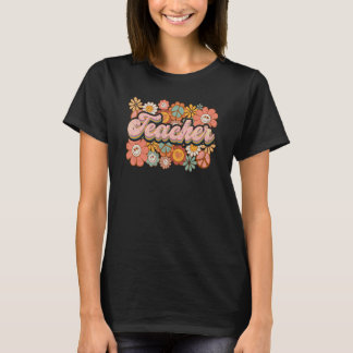 Retro-Blumen-Lehrer Vintage-Zurück zur Schule für T-Shirt