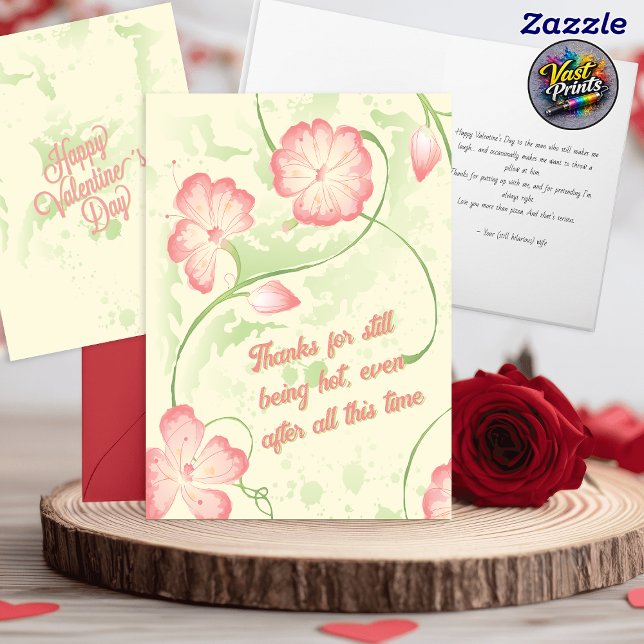 Retro Blumen Lustiger Ehemann Valentinstag Karte (Retro Floral Funny Husband Valentine's Day Card)