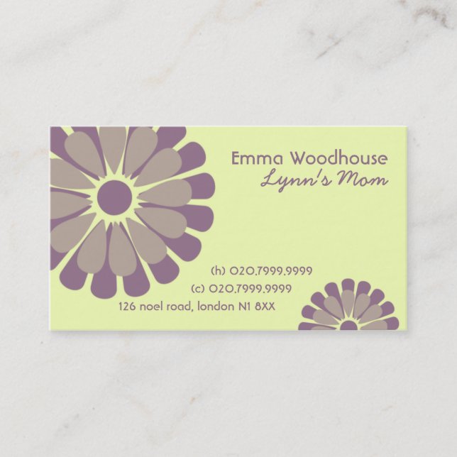 Retro Blumen-Mama-Geschäfts-Karte Telefonnummerkarte (Vorderseite)