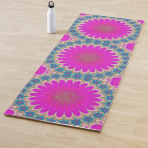 Retro-Blumen-Mandala-Psychedelische Blumenkraft Yogamatte
