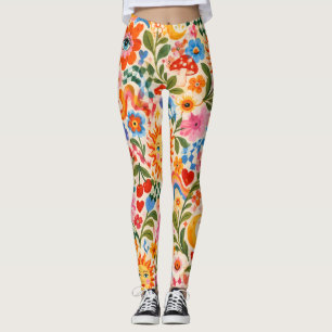 Retro-Blumen-Maximalist-Leggings in Farbe Leggings