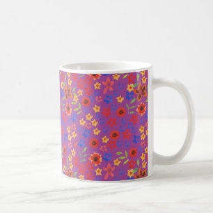 Retro-Blumen-Miniprint auf Magenta-Kaffeetasse Tasse