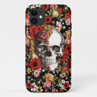 Retro Blumen mit Schädelmuster Case-Mate iPhone Hülle