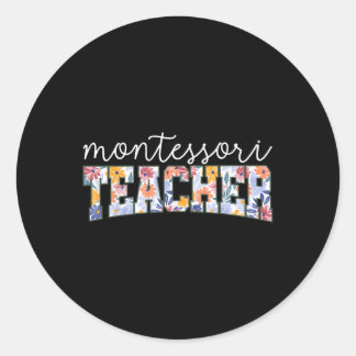 Retro-Blumen-Motivre-Montessori-Lehrer-Dozent-Ausb Runder Aufkleber