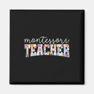 Retro-Blumen-Motivre Montessori-Lehrer-Dozent-Erzi Magnet