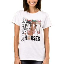 Retro-Blumen-Muster Nur ein Mädchen, das Pferde li