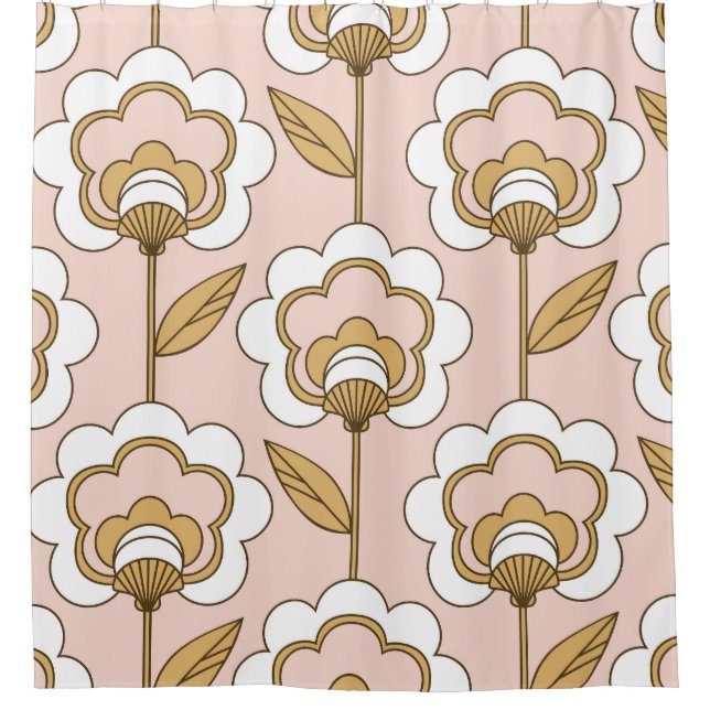 Retro Blumen: nahtlos Vintages Muster. Duschvorhang (Vorderseite)