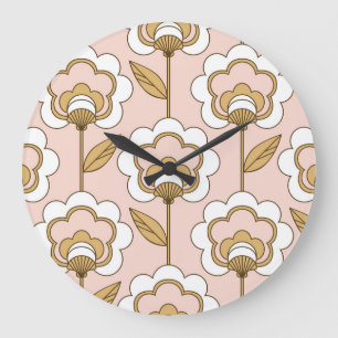 Retro Blumen: nahtlos Vintages Muster. Große Wanduhr