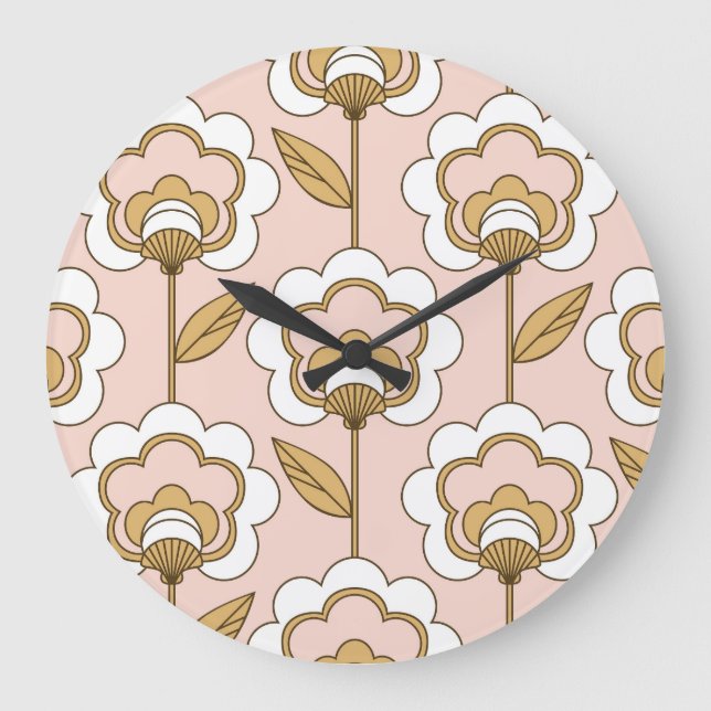 Retro Blumen: nahtlos Vintages Muster. Große Wanduhr (Vorderseite)