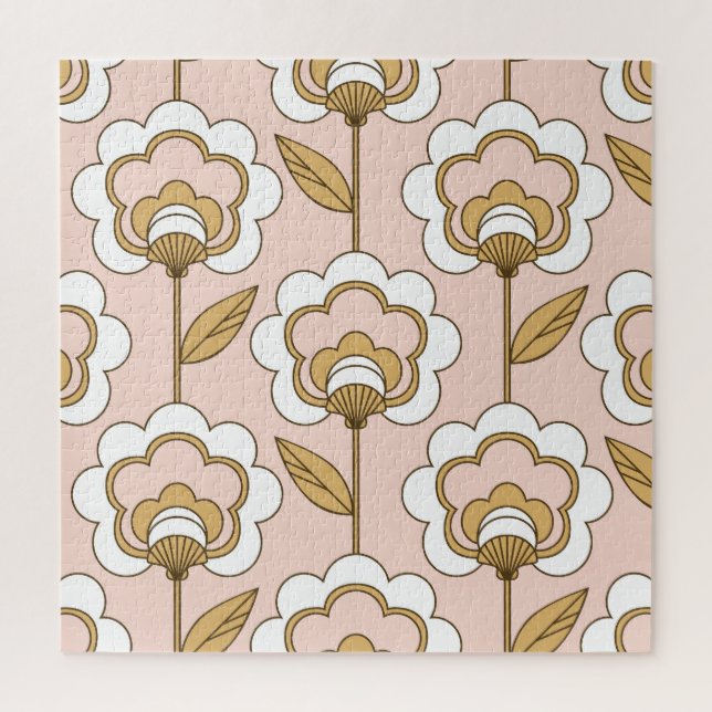 Retro Blumen: nahtlos Vintages Muster. Puzzle (Vertikal)