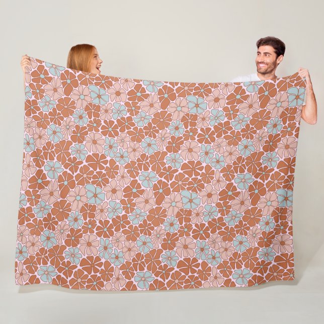 Retro-Blumen-Nahtlosmuster Fleecedecke (Beispiel)