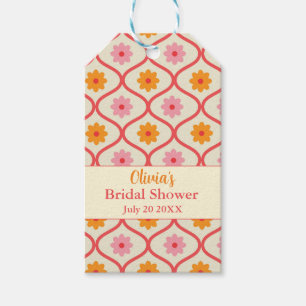 Retro-Blumen-Ogee-Hochzeitsdusche im Stil der Mitt Geschenkanhänger