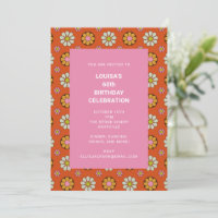Retro-Blumen-Orange-Rosa 60. Geburtstagsfeier