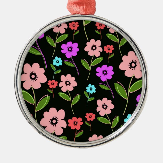 Retro Blumen Ornament Aus Metall (Vorne)