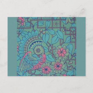 Retro-Blumen-Pfau Postkarte